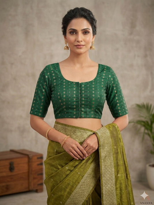 Green Woven Design Saree blouse in Germany