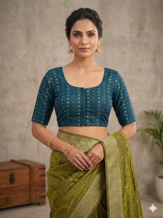 Blue Woven Design Saree blouse in Germany
