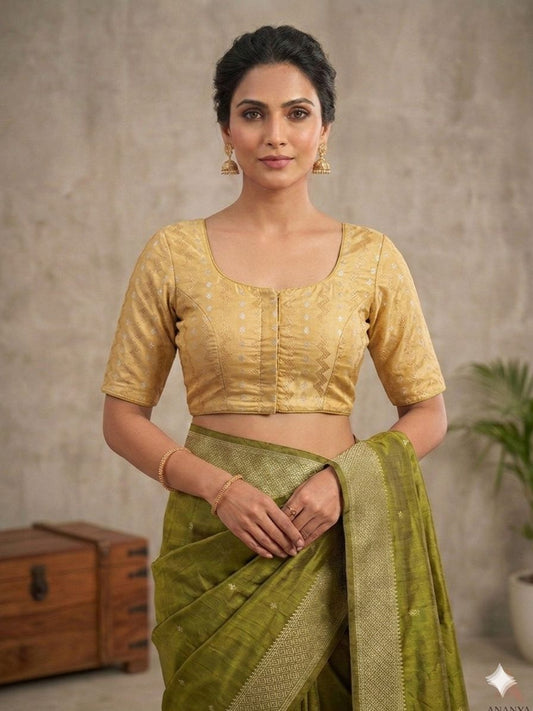 Creme Woven Design Saree blouse in Germany