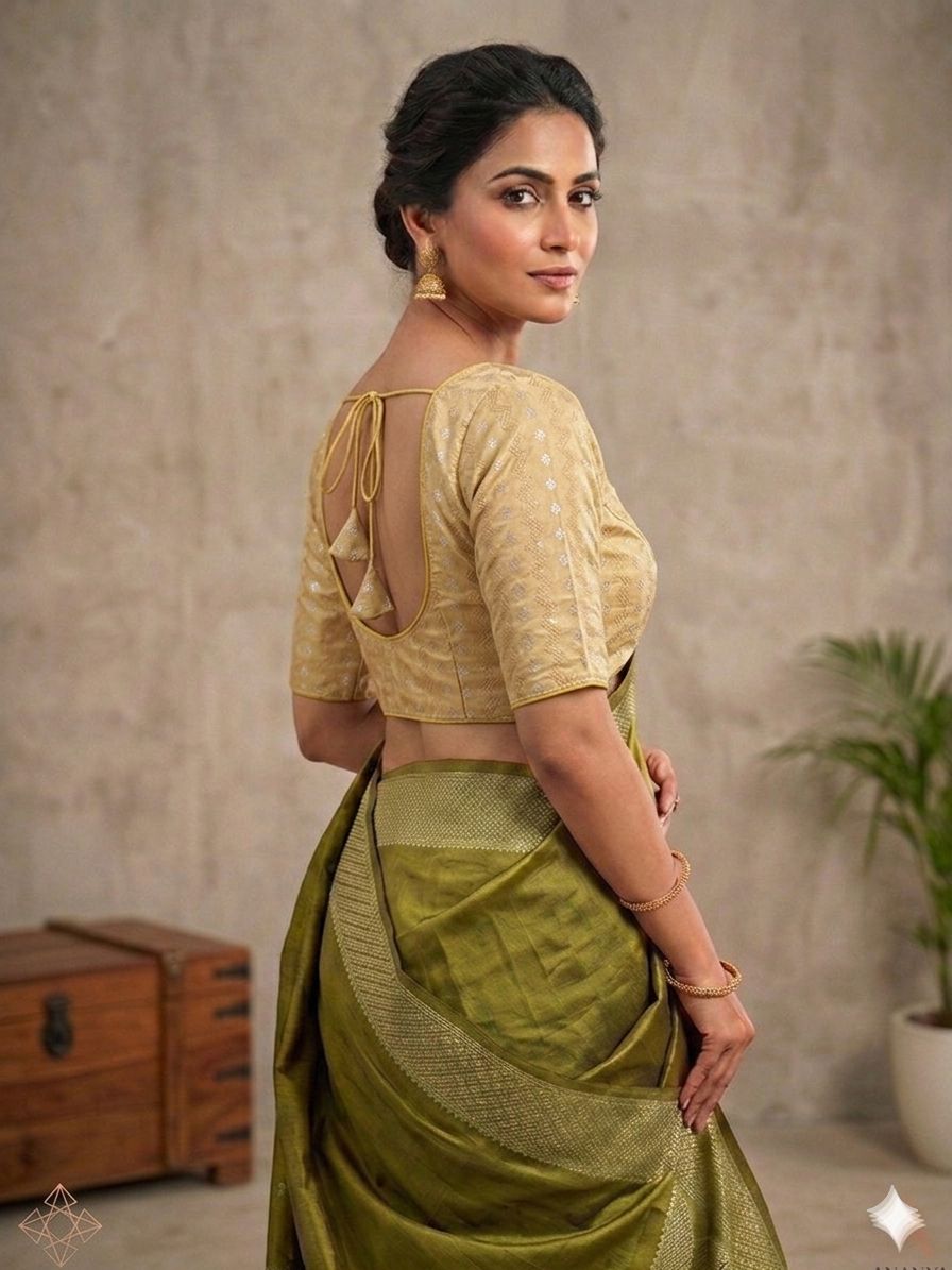 Creme Woven Design Saree blouse in Germany
