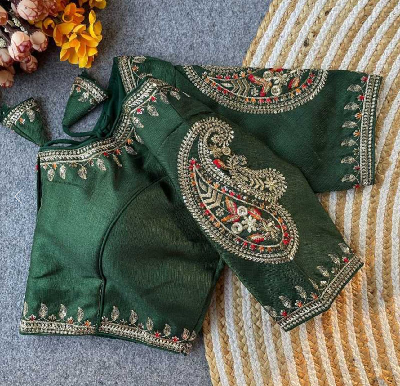 Dark Green Party wear heavy blouse in Berlin