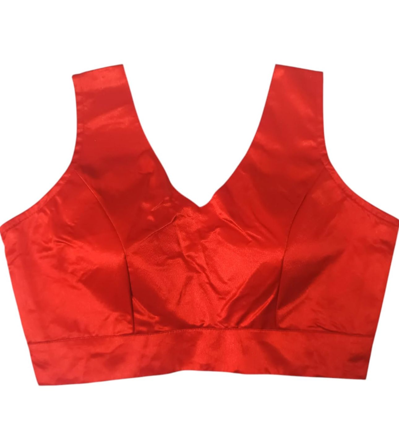 Red Satin Silk Readymade Blouse Fancy Sleeveless trendig Shining for Women in Germany