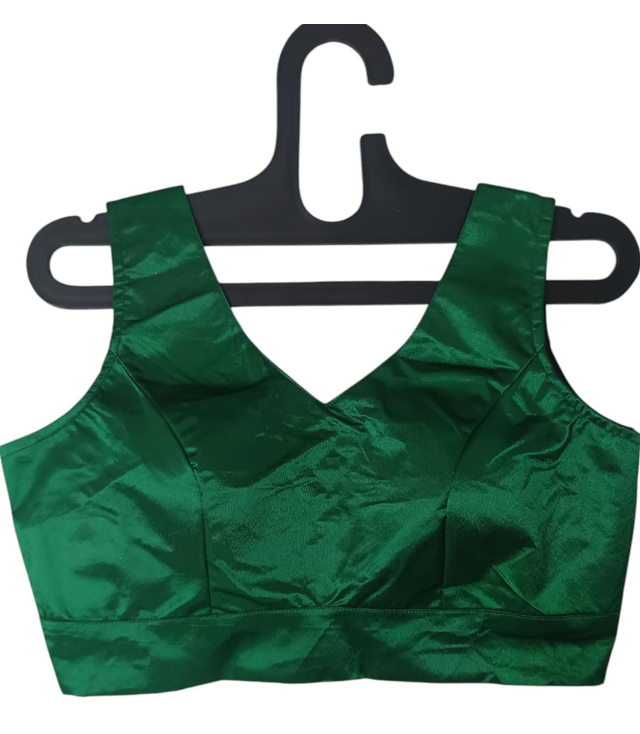 Dark Green satin Silk Readymade Blouse Fancy Sleeveless trendig Shining for Women in Germany
