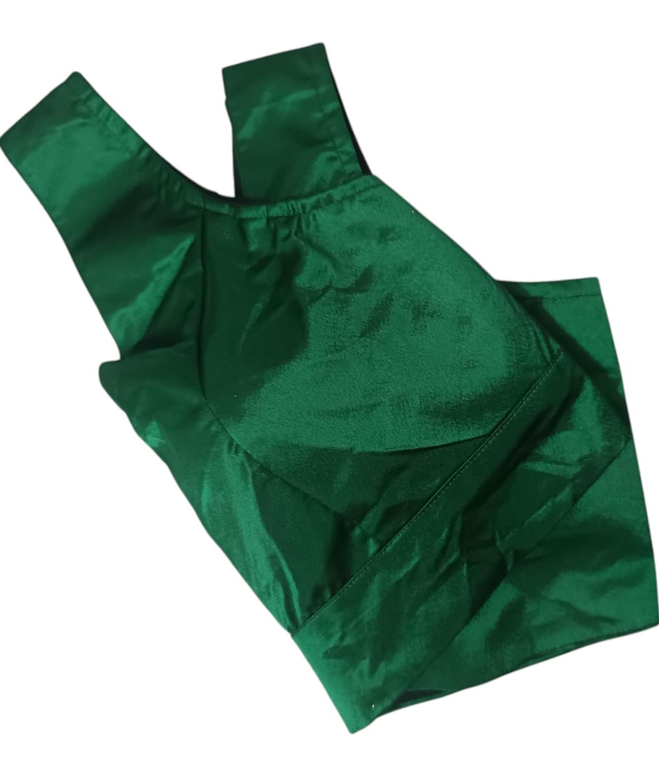 Dark Green satin Silk Readymade Blouse Fancy Sleeveless trendig Shining for Women in Germany