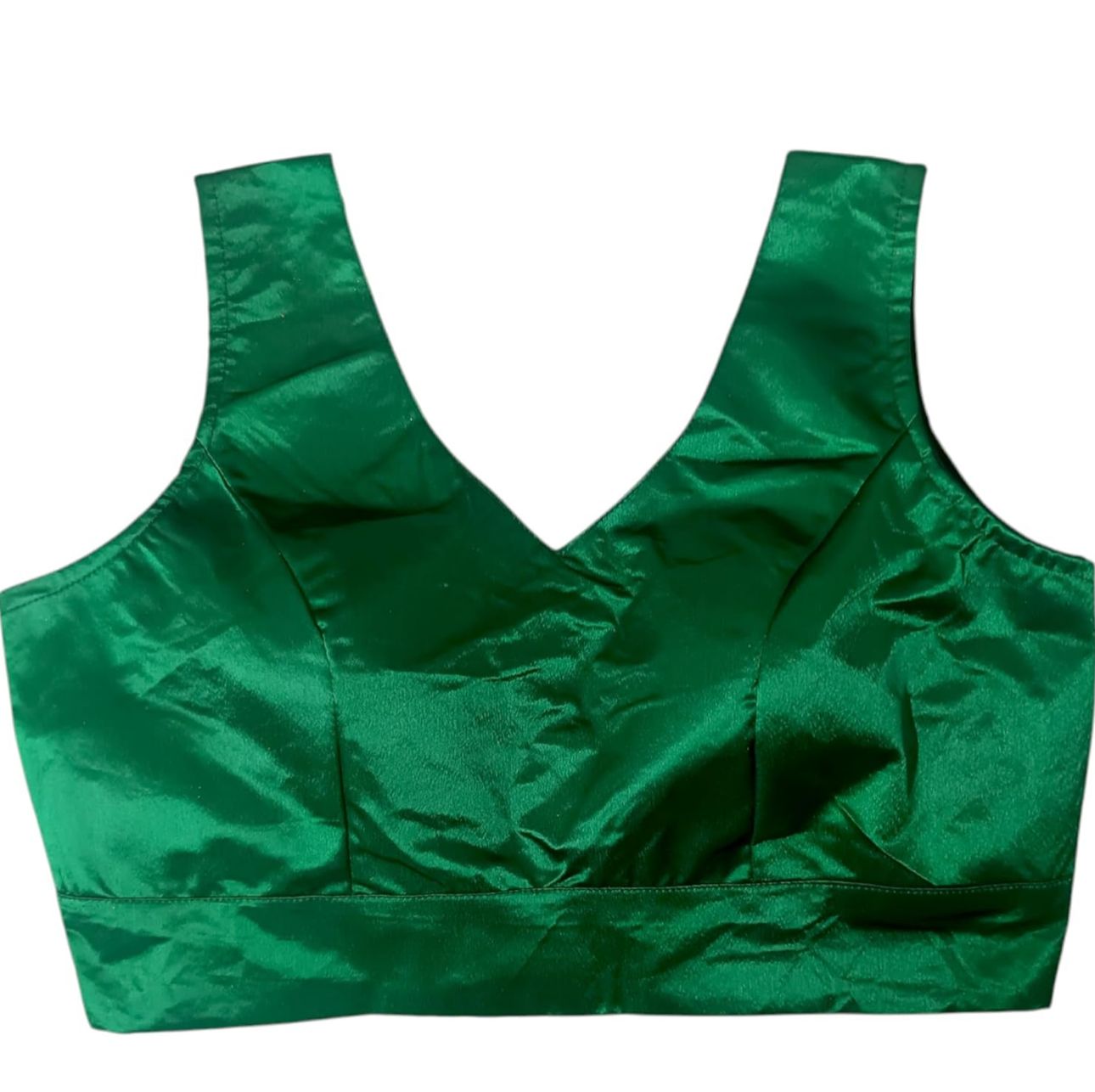 Dark Green satin Silk Readymade Blouse Fancy Sleeveless trendig Shining for Women in Germany