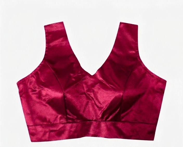 Burgundy satin Silk Readymade Blouse Fancy Sleeveless trendig Shining for Women in Germany