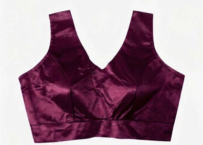 Purple Satin Silk Readymade Blouse Fancy Sleeveless trendig Shining for Women in Germany