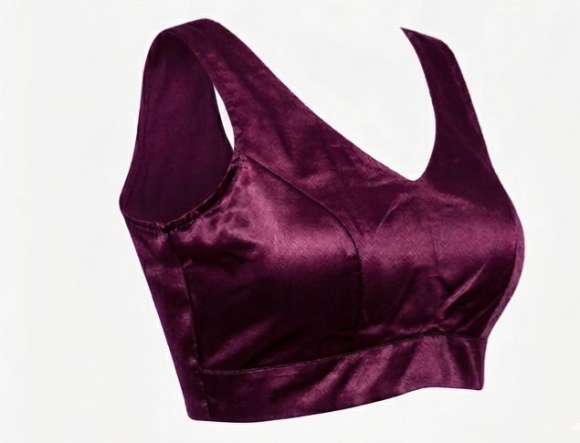 Purple Satin Silk Readymade Blouse Fancy Sleeveless trendig Shining for Women in Germany