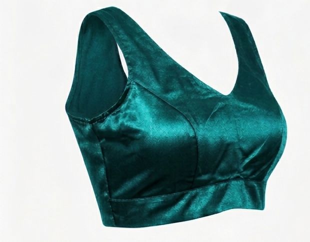 Teal satin Silk Readymade Blouse Fancy Sleeveless trendig Shining for Women in Germany
