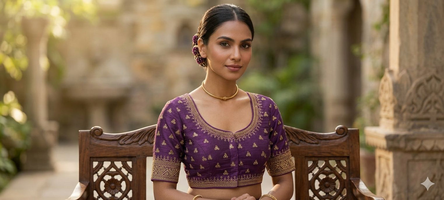 Purple Embroidery Silk blouse in Germany