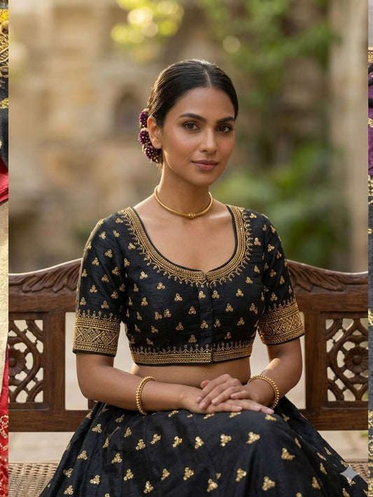 Black Embroidery Silk blouse in Germany