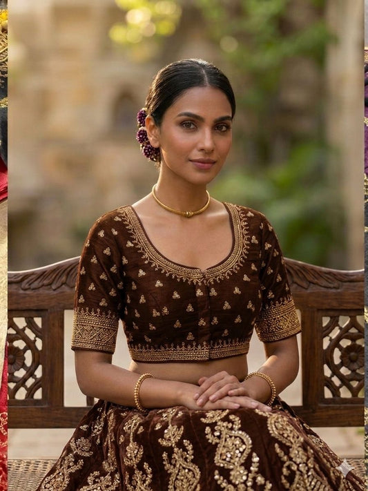 Brown Embroidery Silk blouse in Germany
