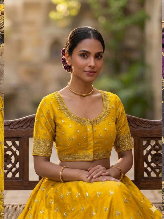 Yellow Embroidery Silk blouse in Germany