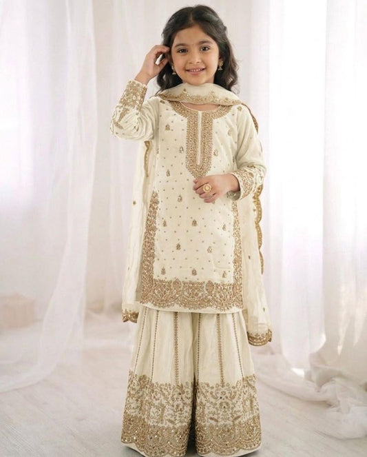 Purple Embroidered Work Salwar Suit For Kid in Germany