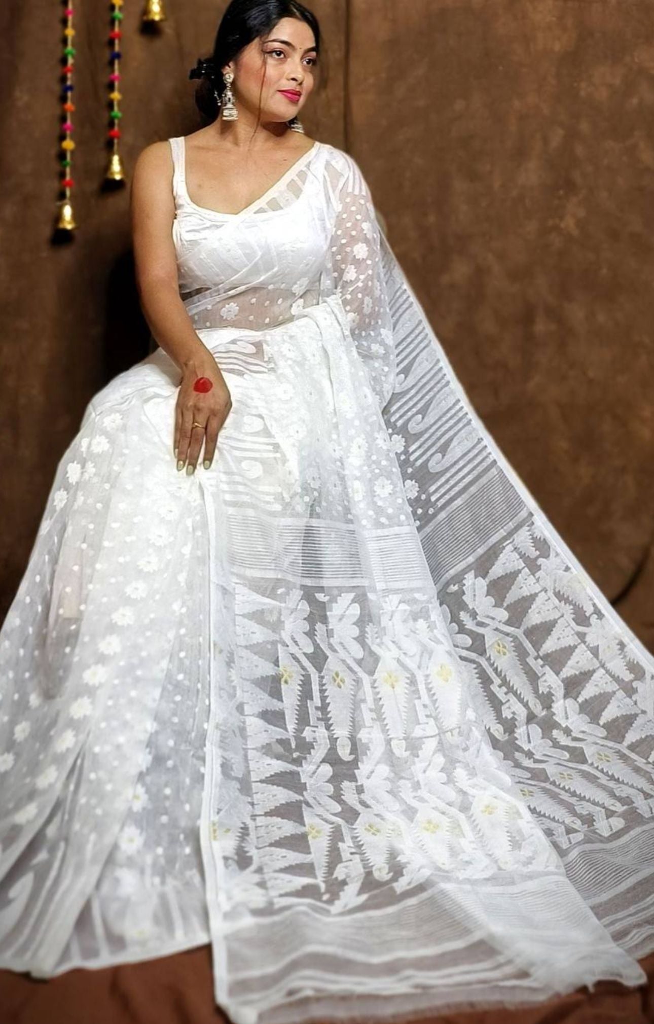 Woven Design Pure Cotton Jamdani Saree in Germany(Onam Saree)
