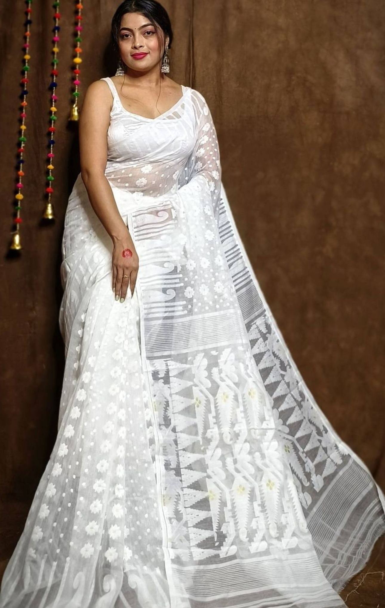 Woven Design Pure Cotton Jamdani Saree in Germany(Onam Saree)
