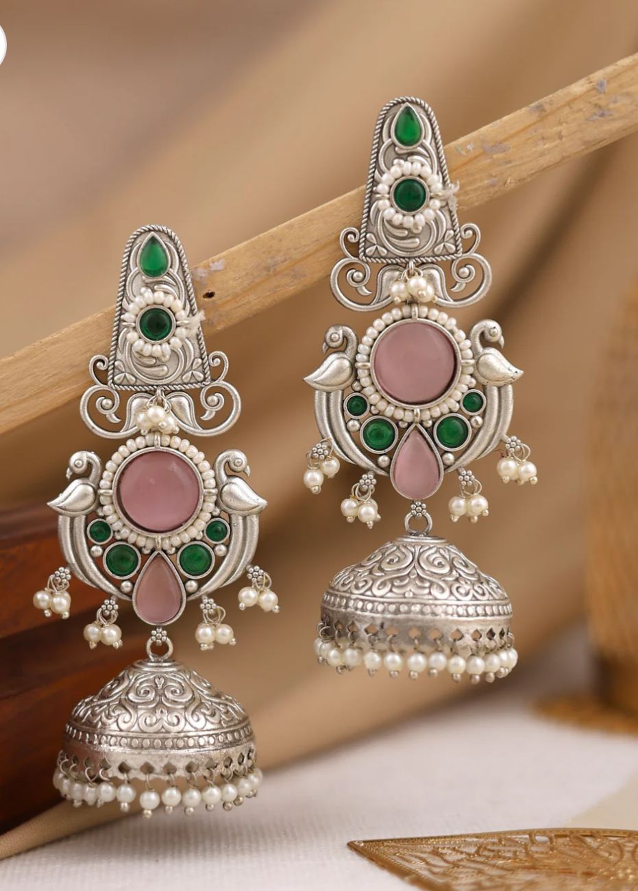 Baby Pink stone Jhumka Earrings in Germany
