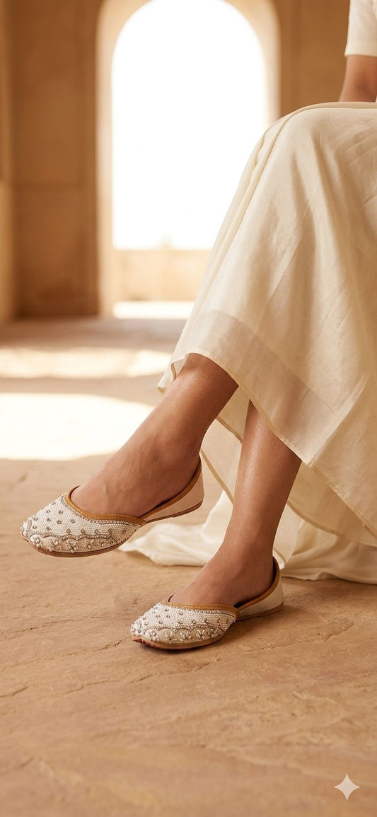White Punjabi Juttis Pure Leather in Germany