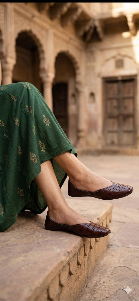Dark Brown Punjabi Juttis Pure Leather in Germany