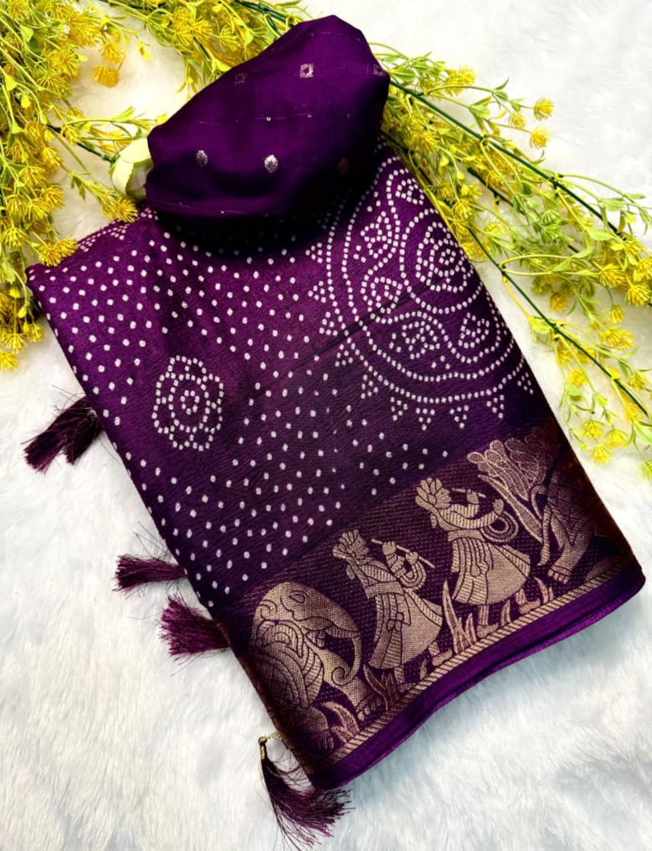 Super Hit Bandhej Special Dola Crepe Crushed Saree in Germany