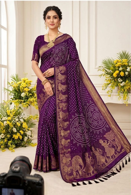 Super Hit Bandhej Special Dola Crepe Crushed Saree in Germany