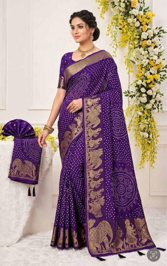 Super Hit Bandhej Special Dola Crepe Crushed Saree in Germany