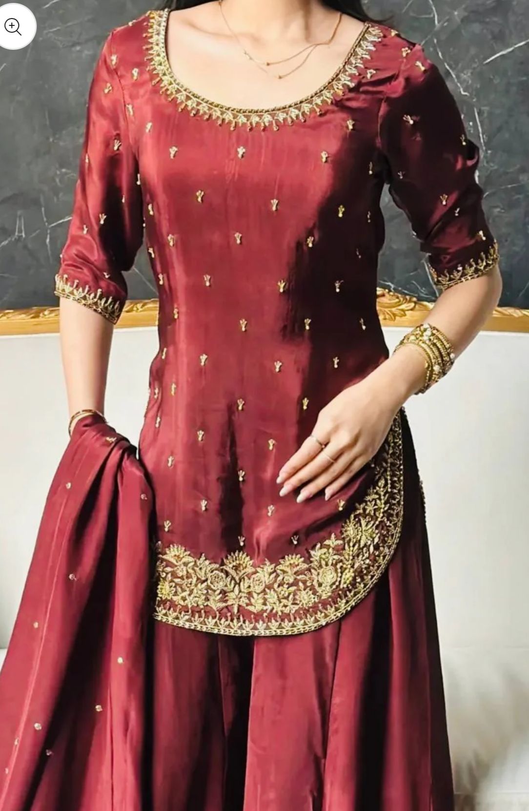 Premium Natural Crepe Silk Festive Wear Suit Set with Dupatta in Germany