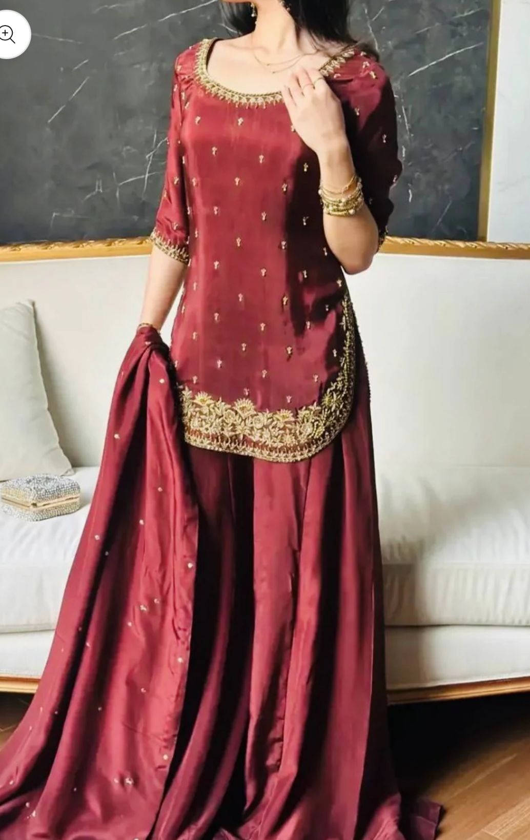 Premium Natural Crepe Silk Festive Wear Suit Set with Dupatta in Germany