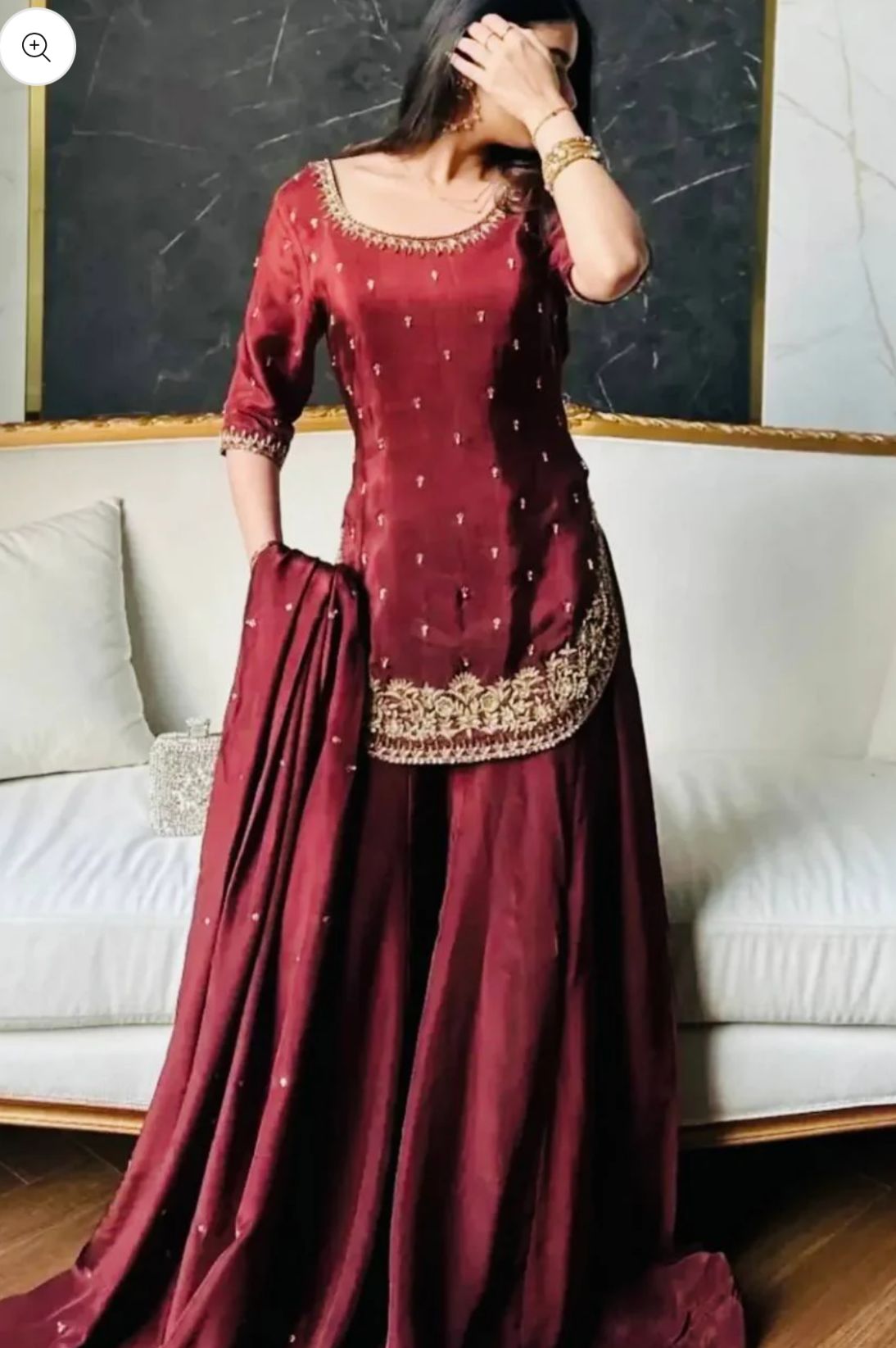 Premium Natural Crepe Silk Festive Wear Suit Set with Dupatta in Germany