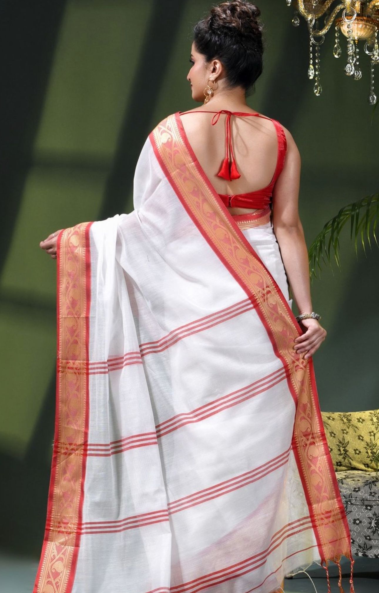 Ethnic Motifs Zari Pure Cotton Traditional Saree in Germany(Onam Saree)