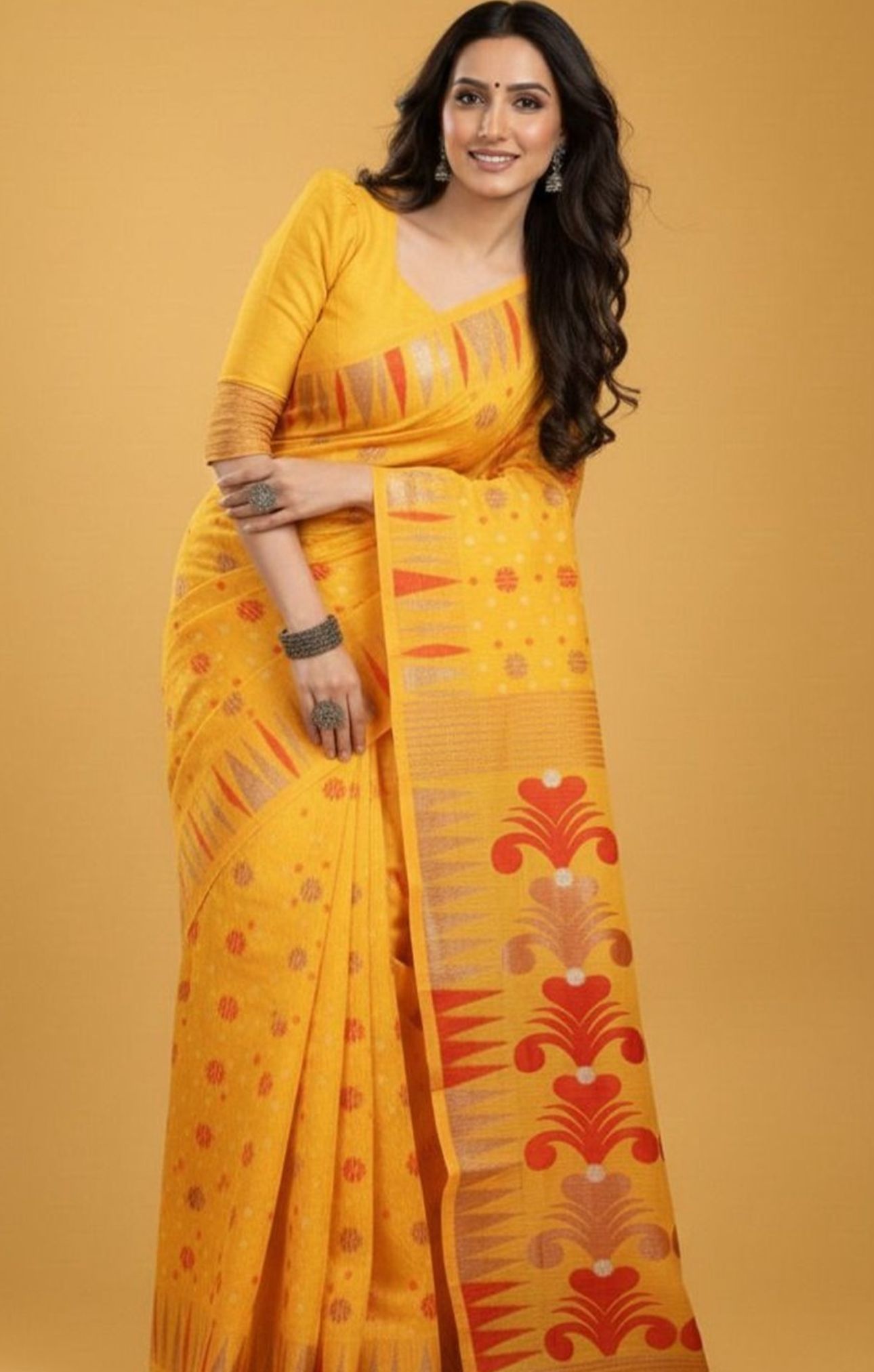 Ethnic Motifs Handloom Jamdani Saree in Germany