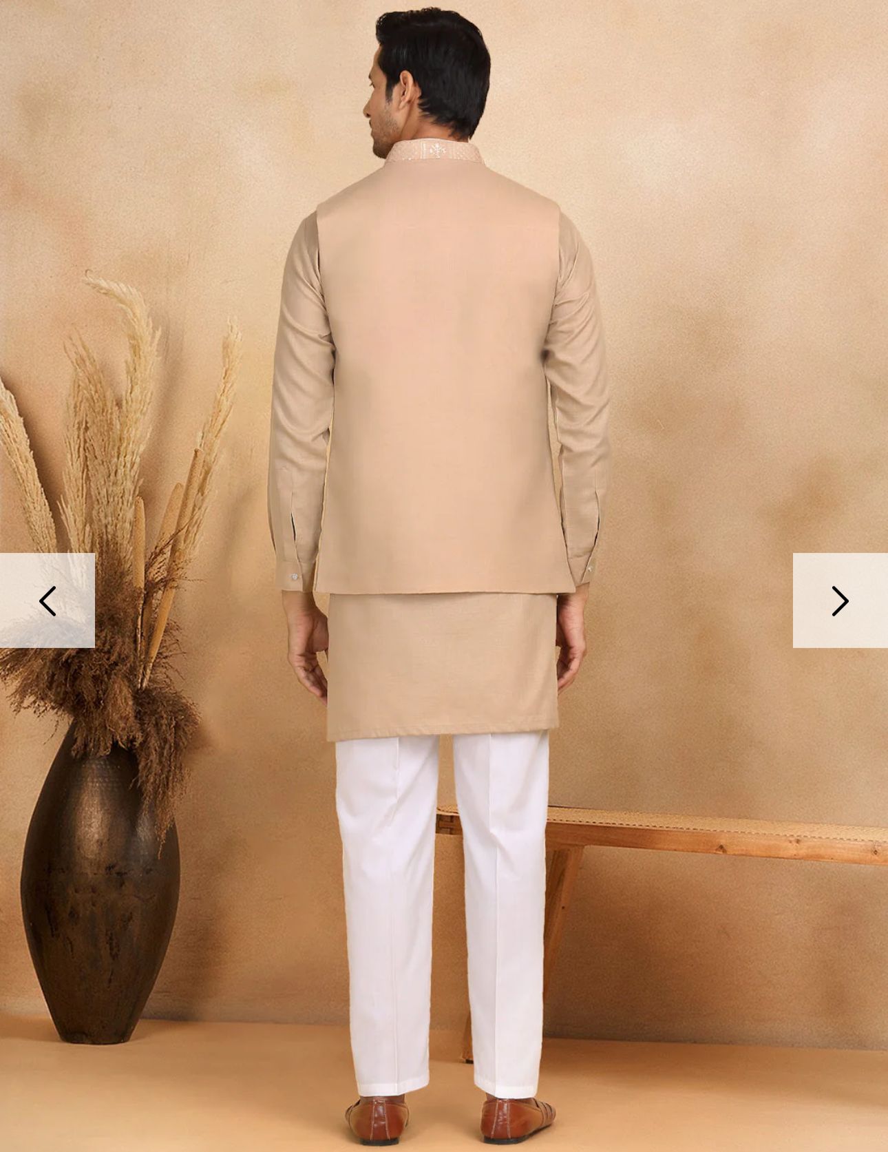 Cotton Regular Straight Kurta Trouser With Sequin Embroidery Open Nehru Jacket Set in Germany