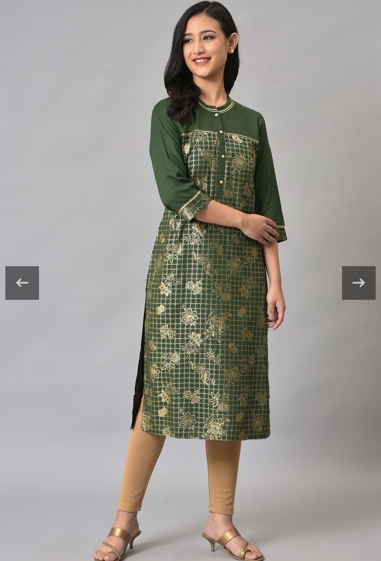 Green Button Down Ethnic Liva kurta in Berlin