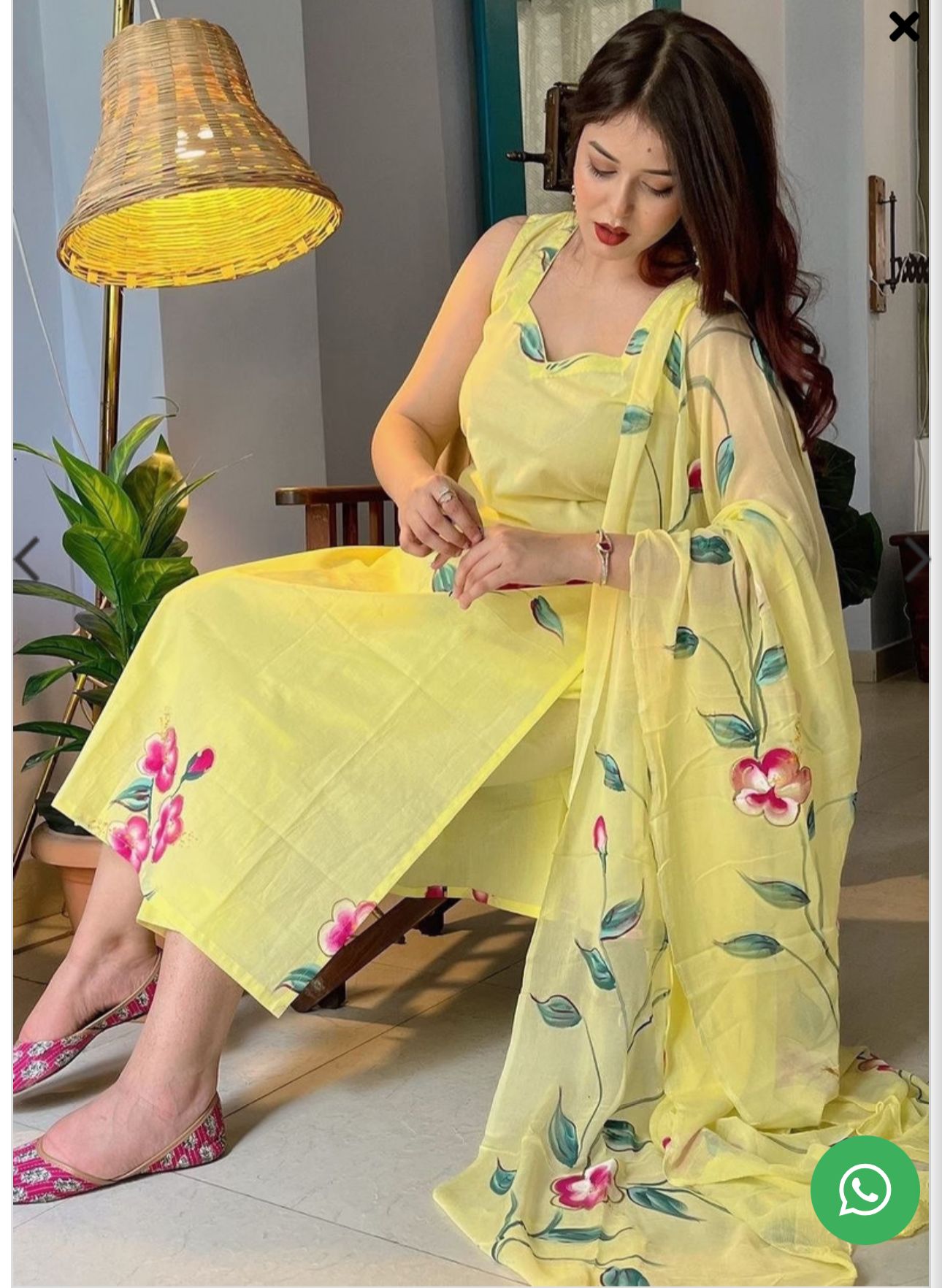 Yellow Embroidered Georgette Straight Kurta Set in Germany