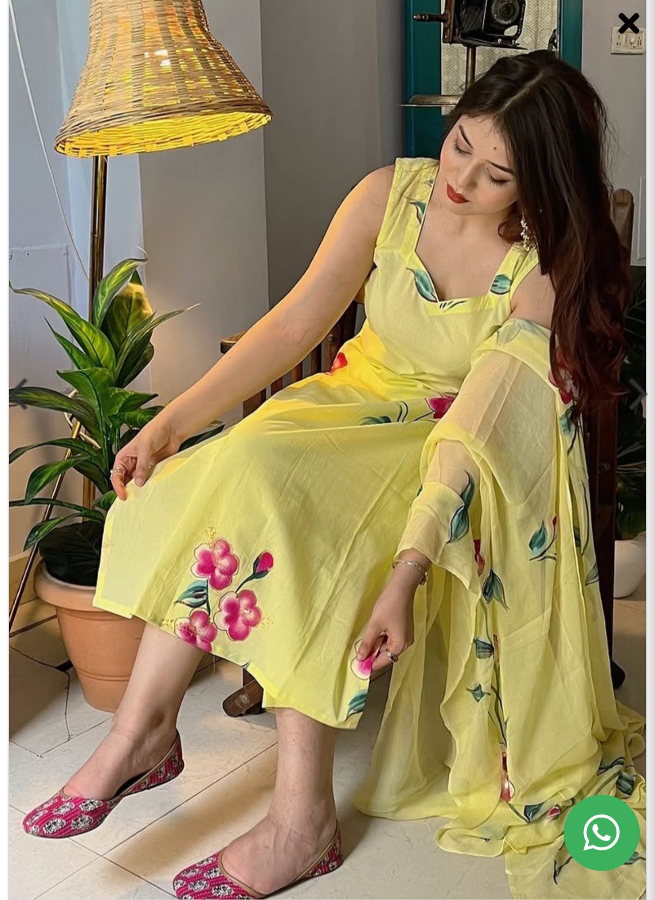 Yellow Embroidered Georgette Straight Kurta Set in Germany