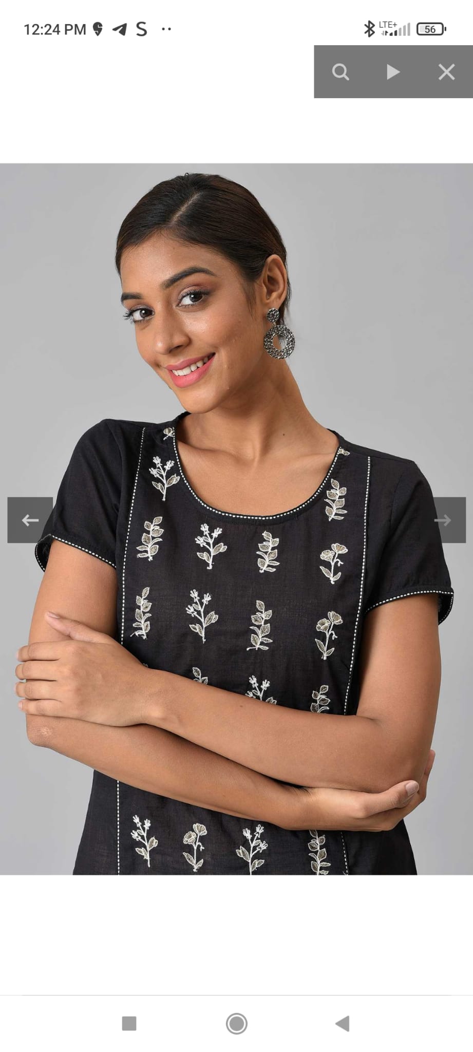 Black Embroidered Ethnic kurta in Germany