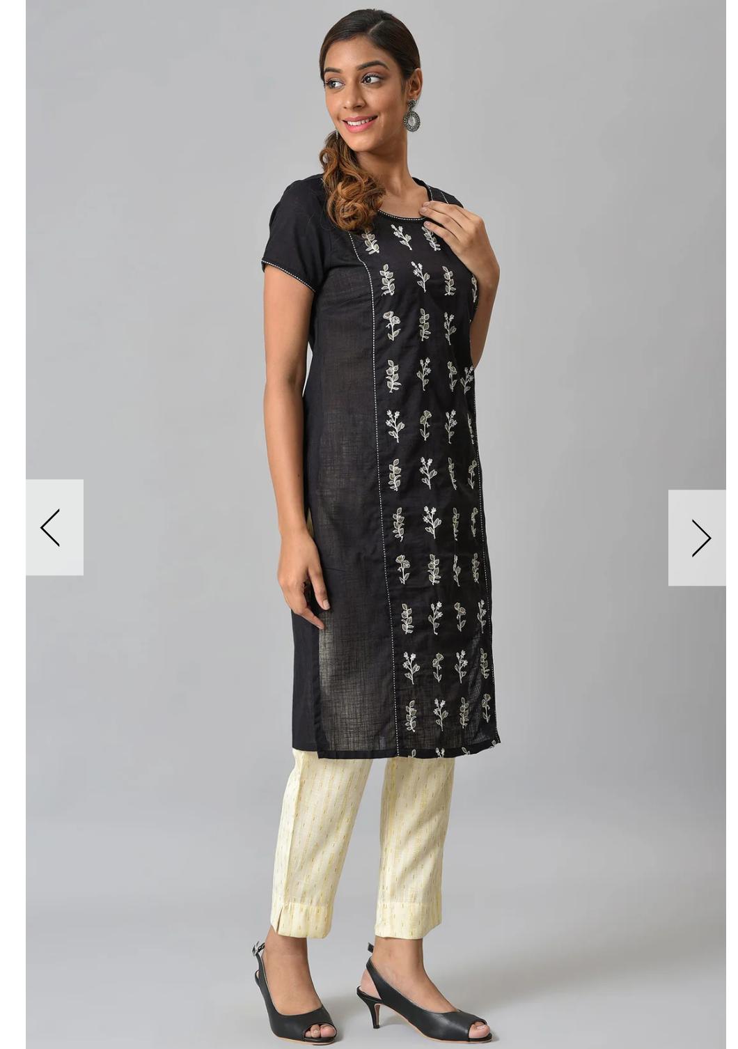 Black Embroidered Ethnic kurta in Germany