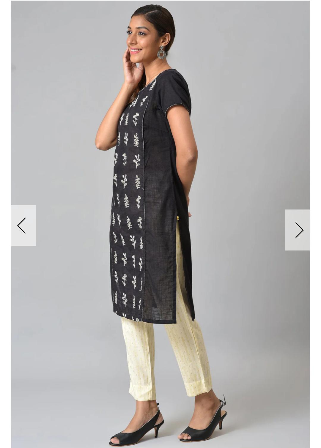 Black Embroidered Ethnic kurta in Germany