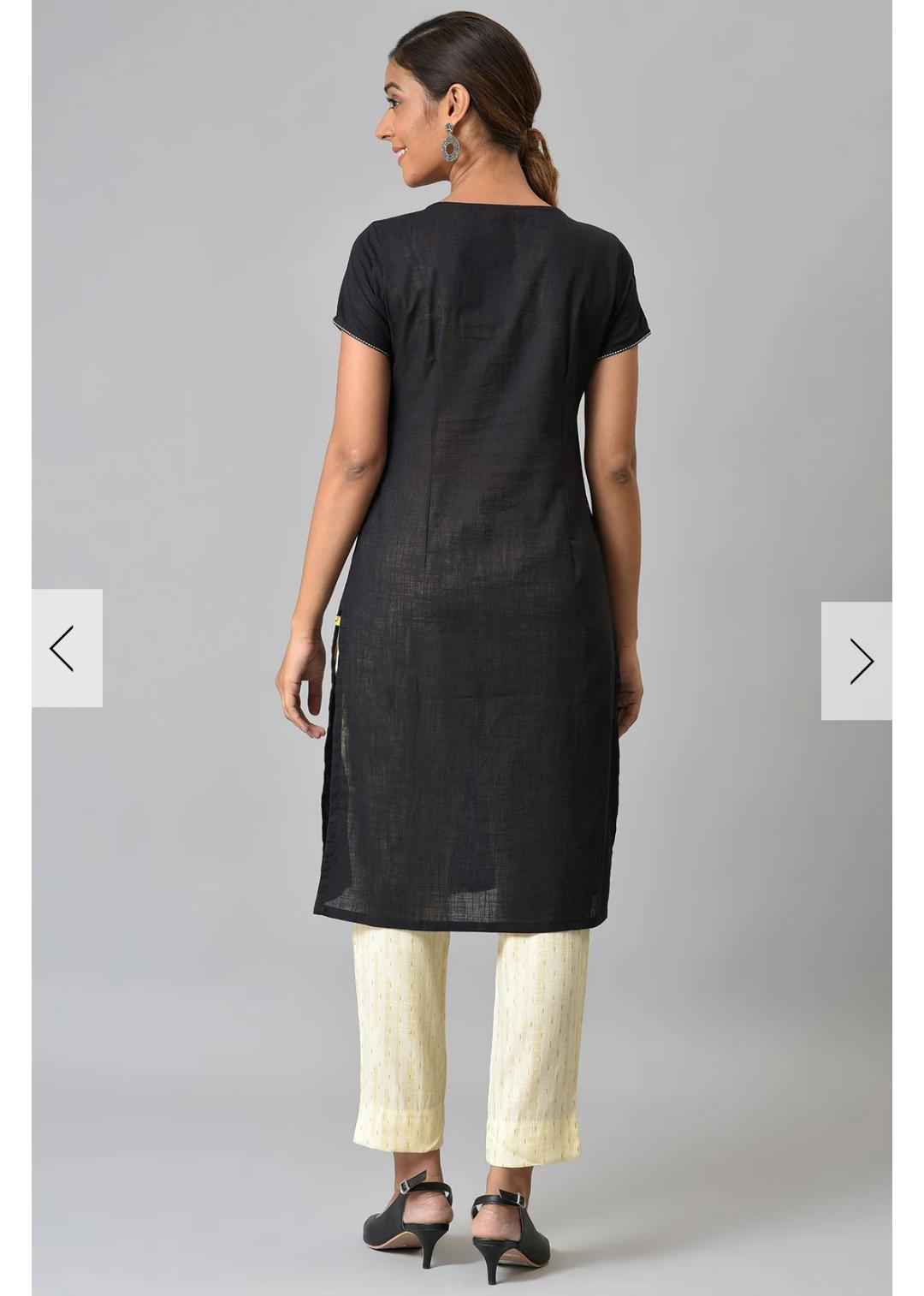 Black Embroidered Ethnic kurta in Germany