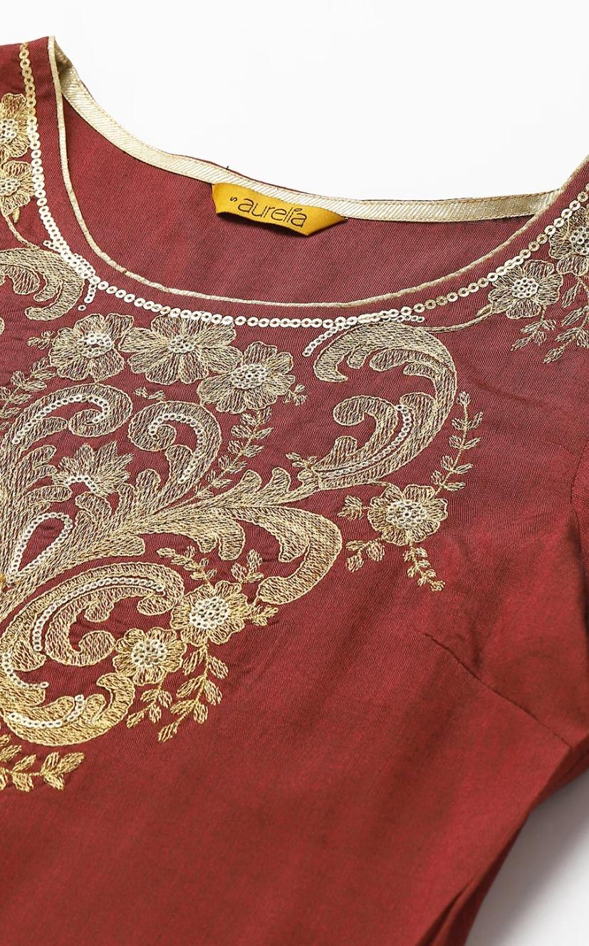Peach Rayon Dori Embroidered kurta in Germany