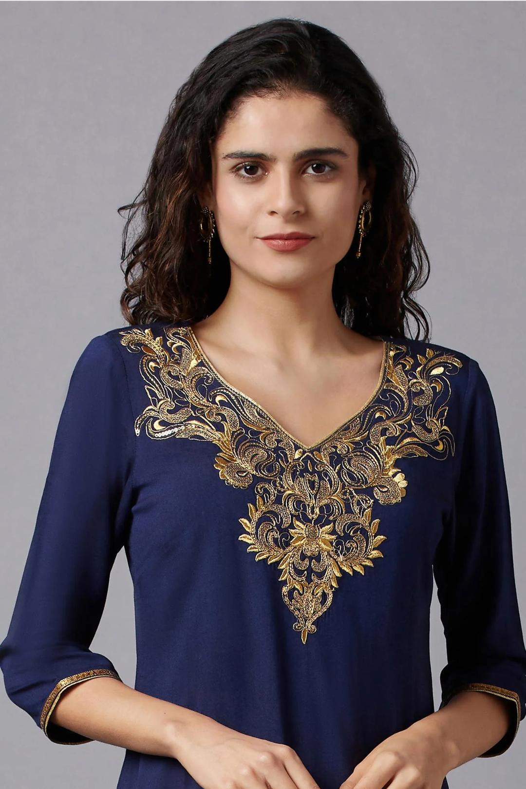 Blue Floral Printed kurta In Germany