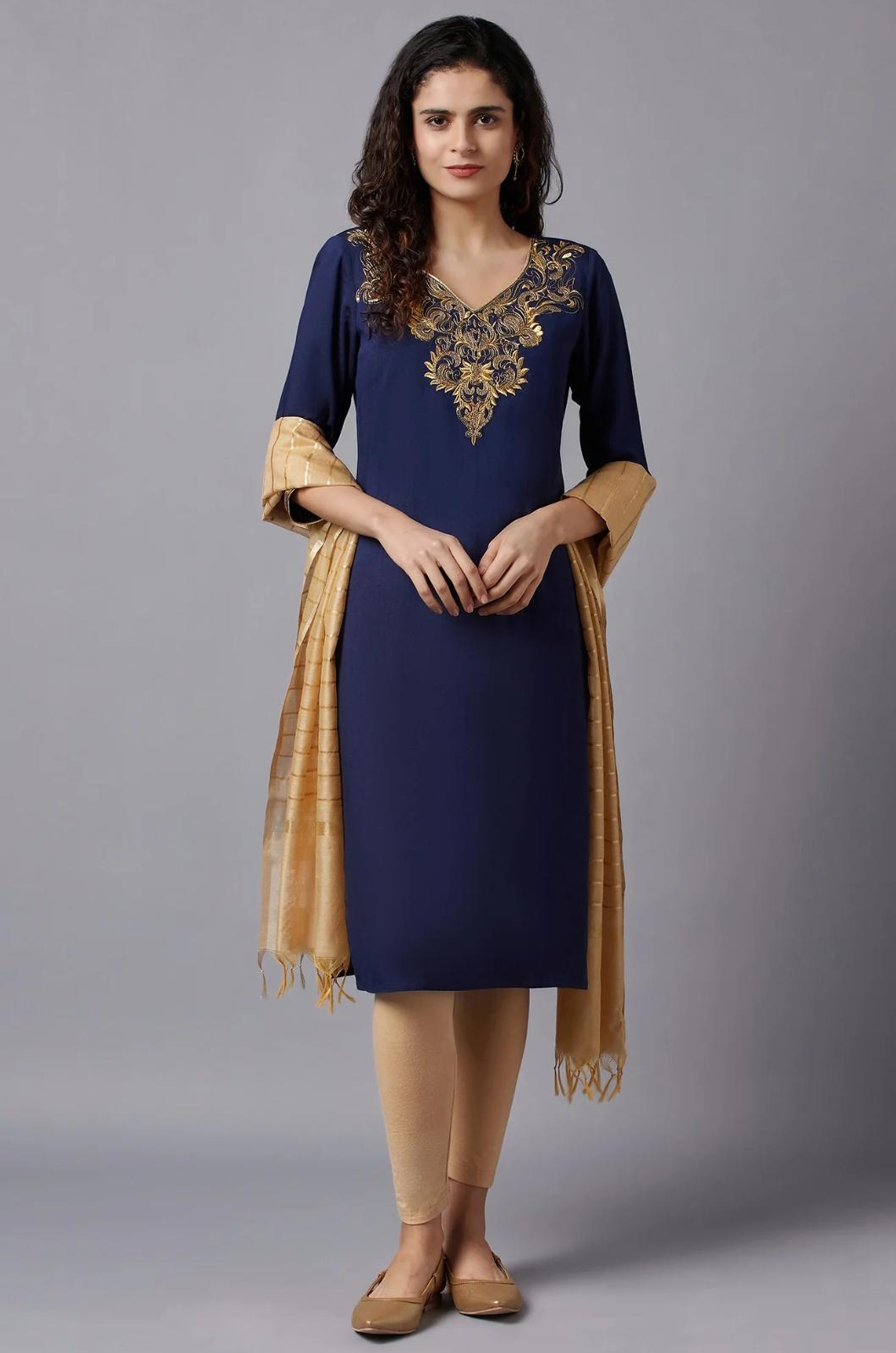 Blue Floral Printed kurta In Germany