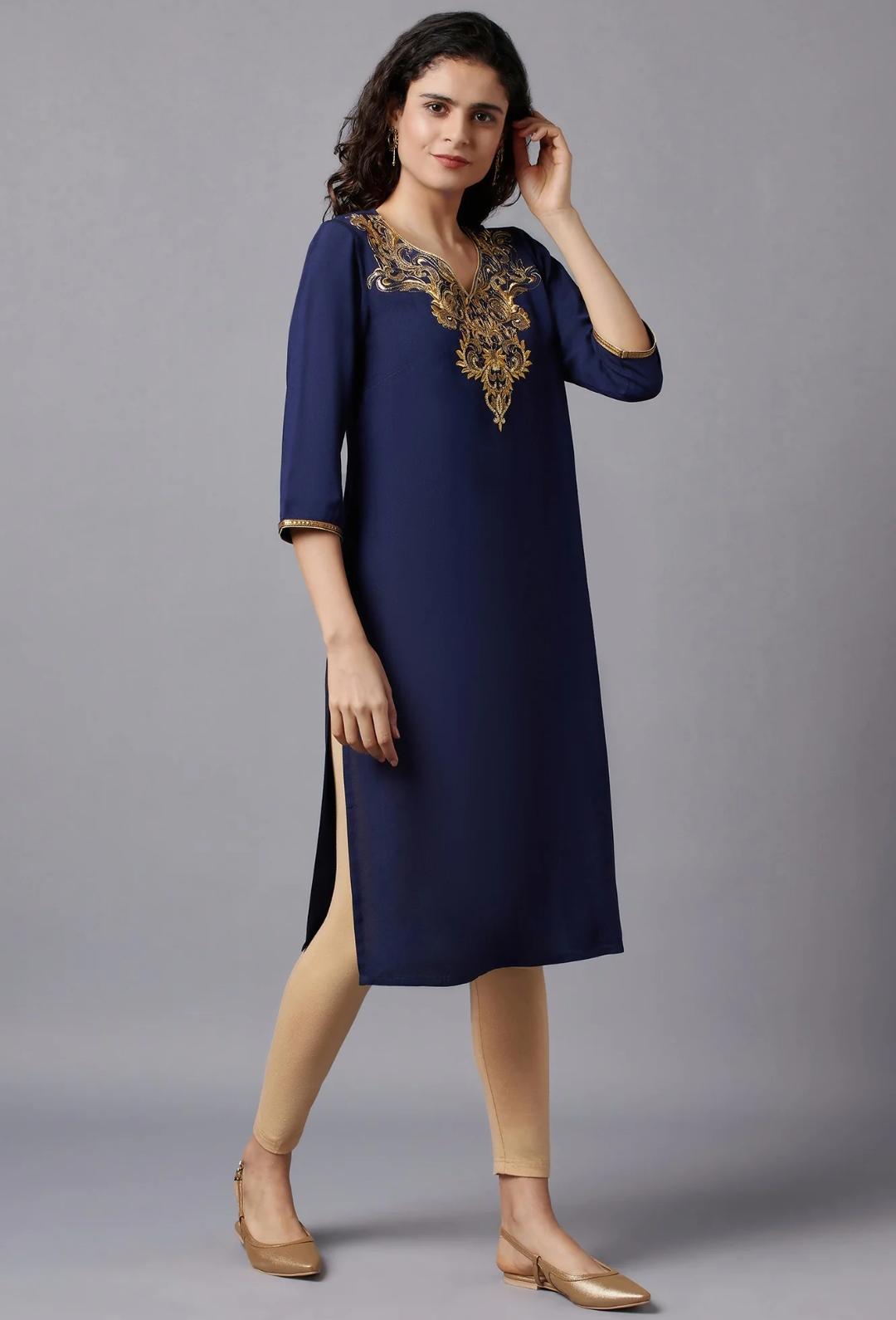 Blue Floral Printed kurta In Germany