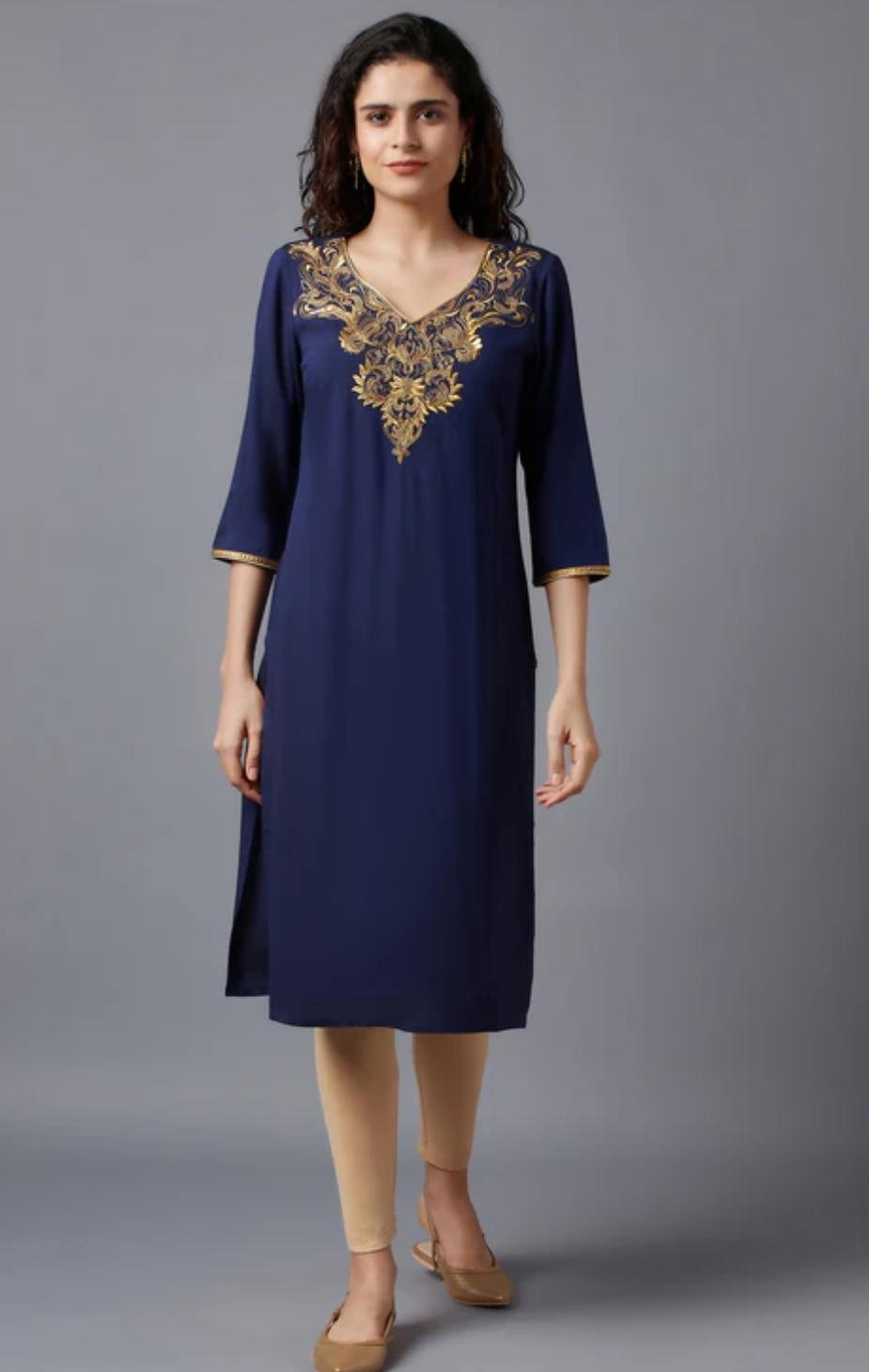Blue Floral Printed kurta In Germany