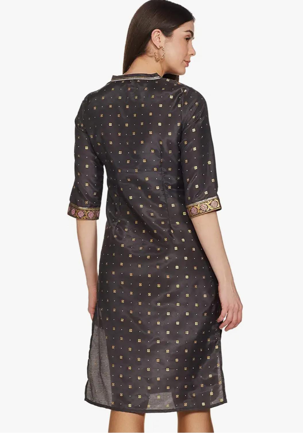 Women's Polyester Straight Fit Ultimate Ornamental Mandarin Collar Kurta in Germany