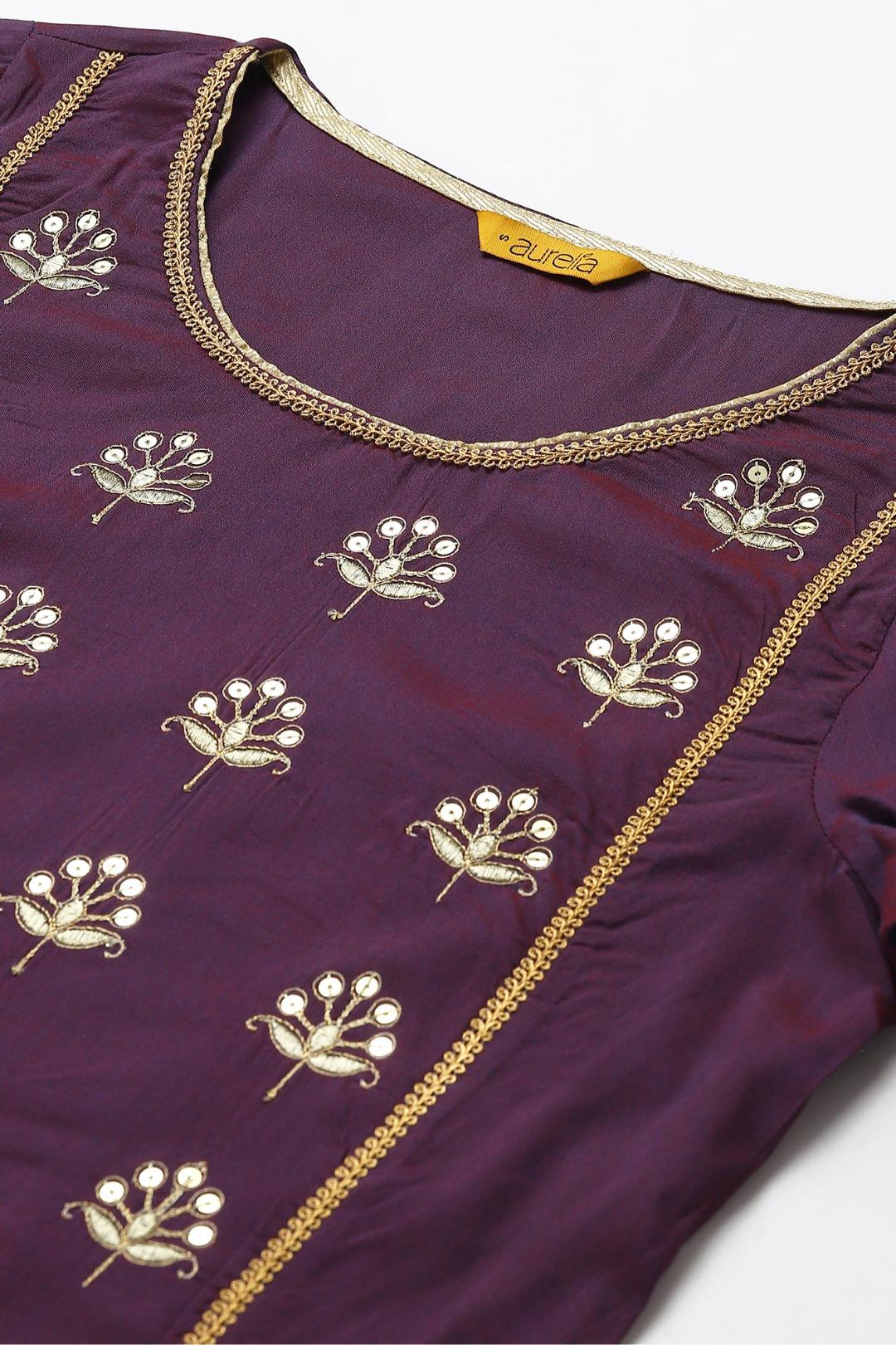 Purple Zari Embroidered Ethnic kurti in Germany
