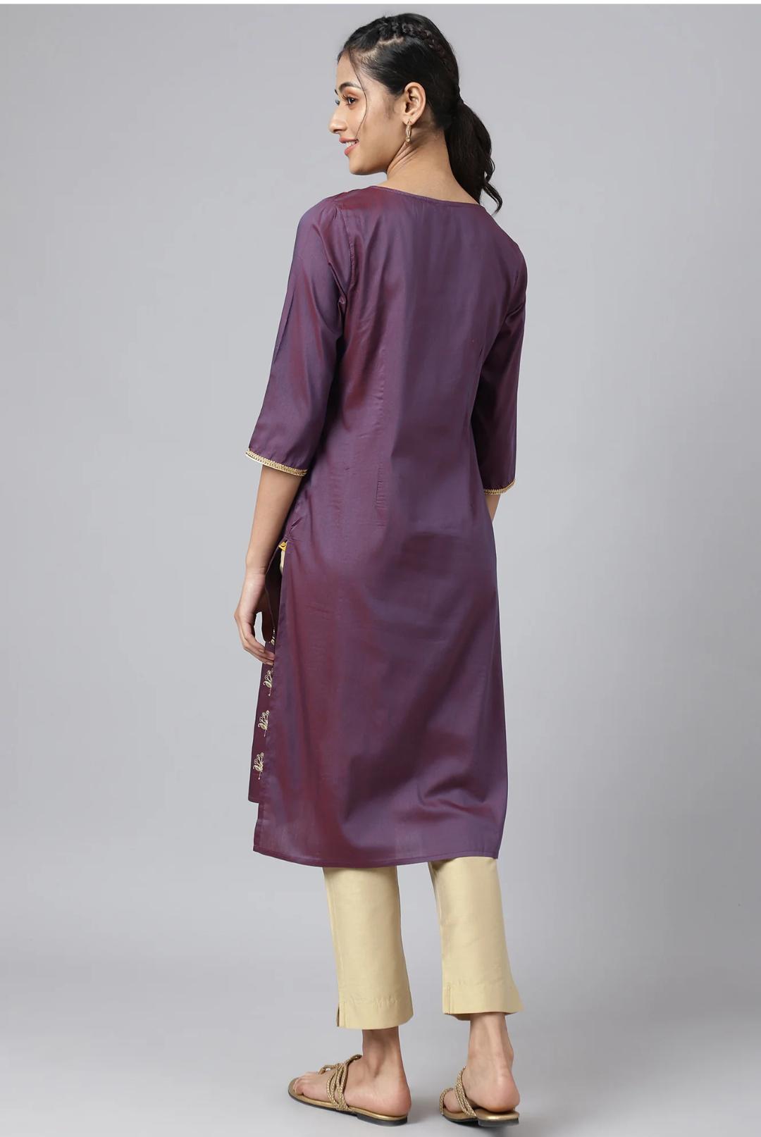 Purple Zari Embroidered Ethnic kurti in Germany