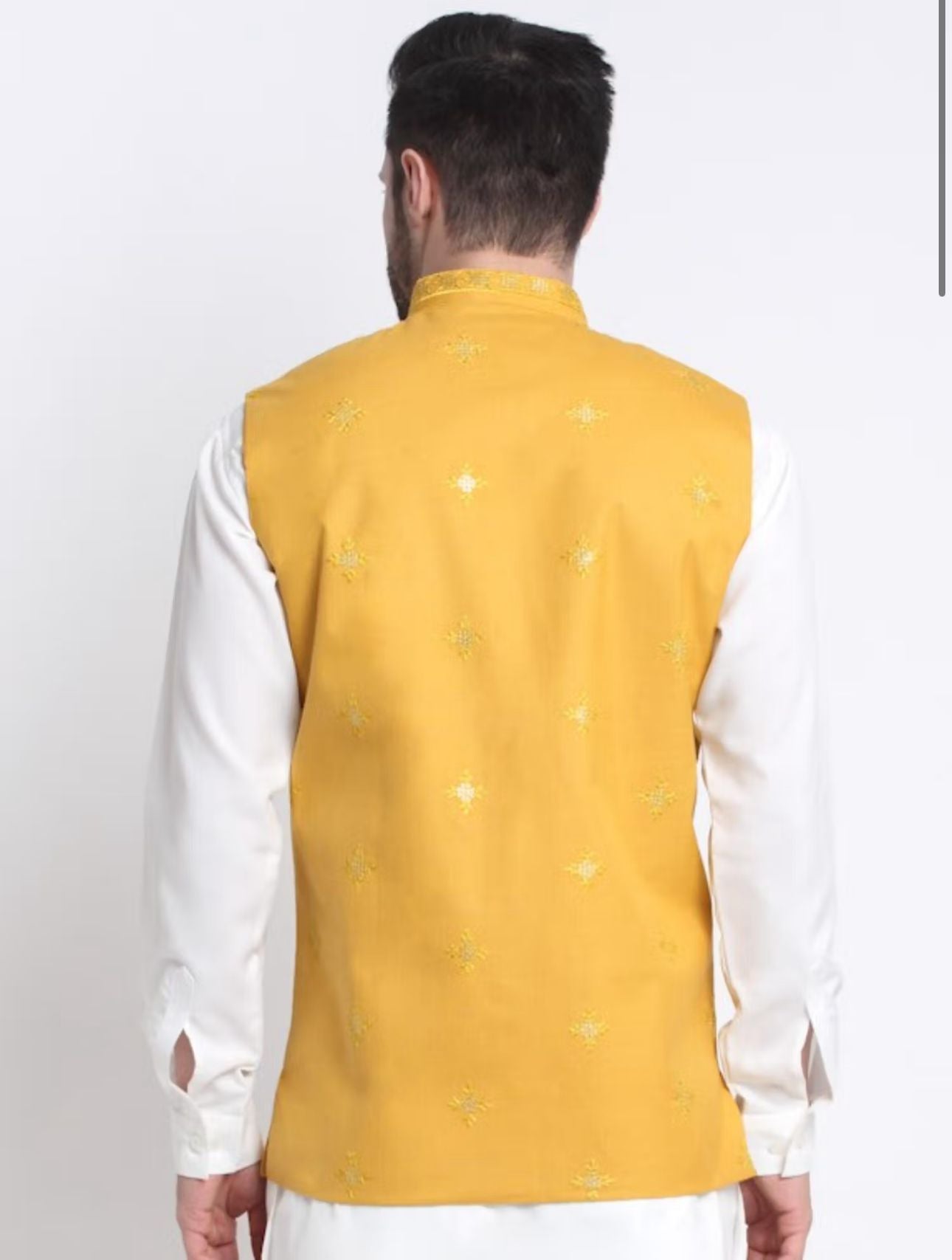 Mens Yellow Silk Embroidered Sequence Jacket in Berlin