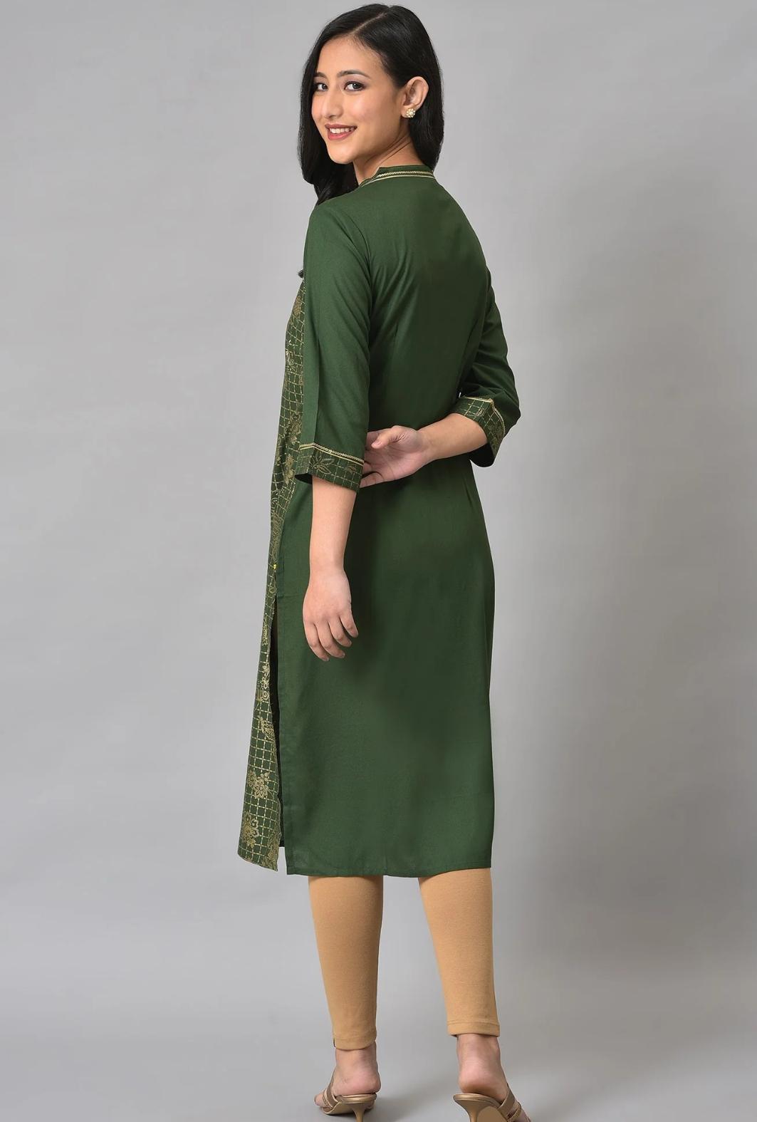 Green Button Down Ethnic Liva kurta