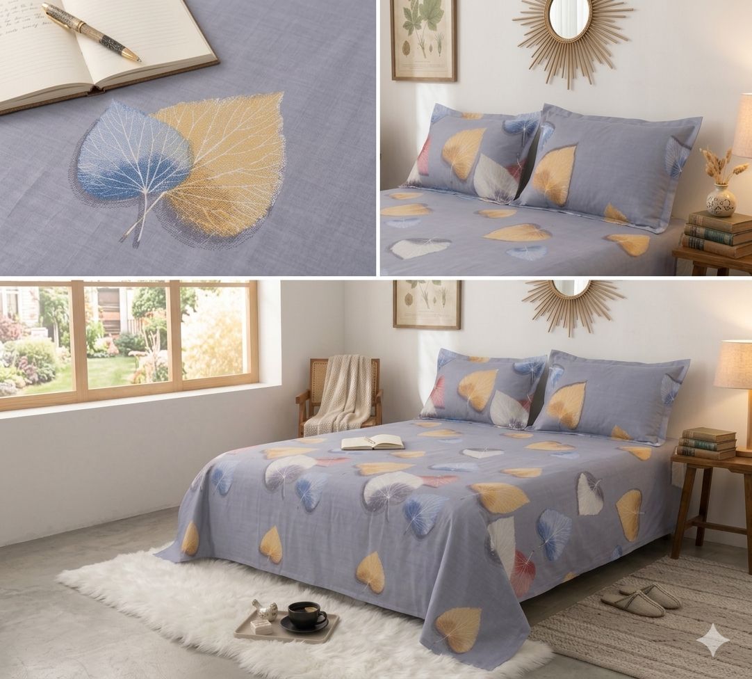 Floral Microfibre King Bedsheet with 2 Pillow Covers in Berlin